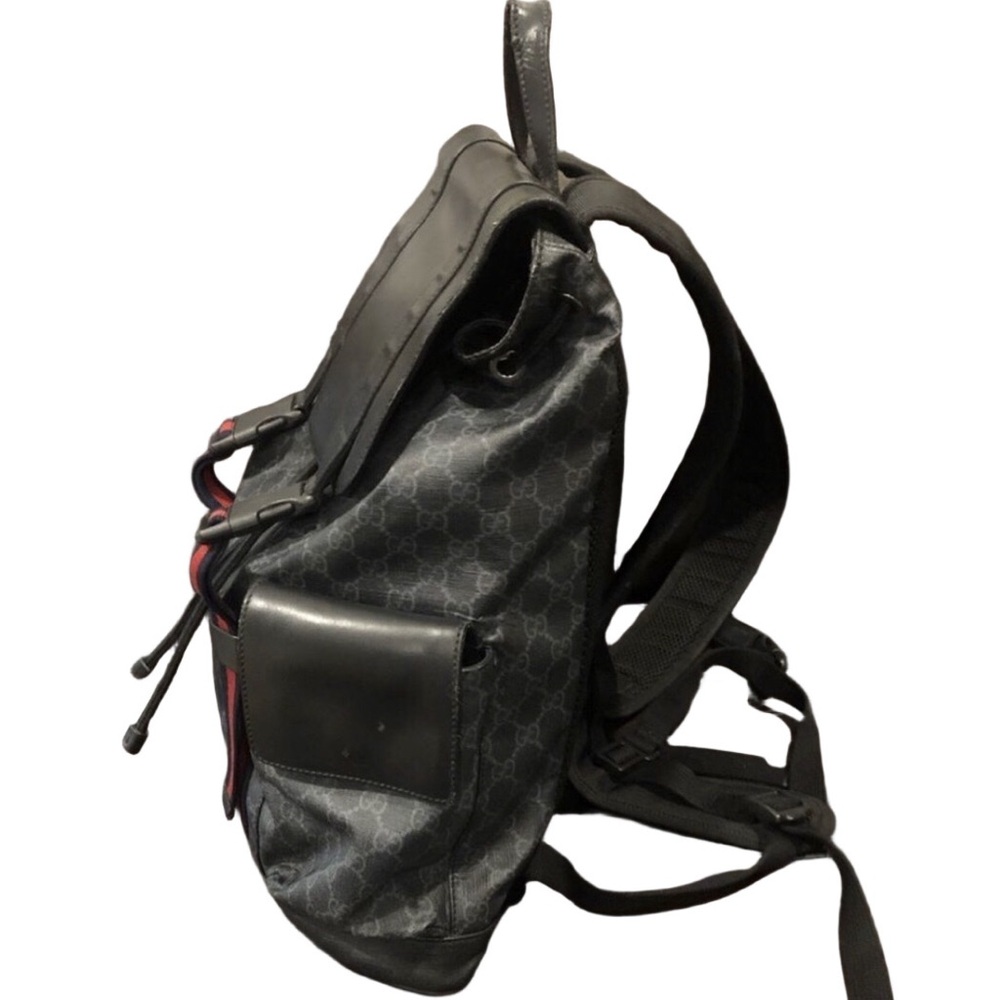 GUCCI Supreme Backpack Black Leather and Coated Canvas Size: Large AUTH COA - Picture 10 of 17
